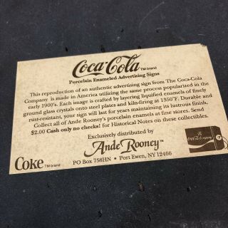 Vintage Ande Rooney Porcelain Coca Cola Sign Soda Advertising Bar Decor Coke 4