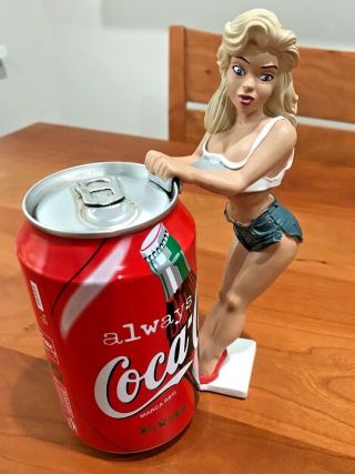 Vintage Demars Ganz Beer Or Coca Cola Can Holder Pin - Up Girl In Shorts