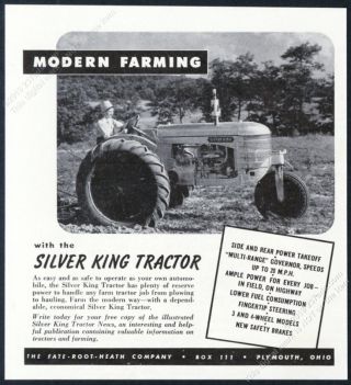 1946 Silver King Tractor Photo Fate Root Heath Vintage Print Ad