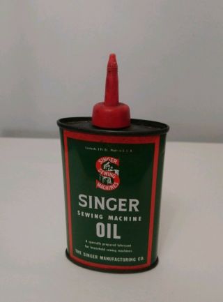 Antique Oil Can 3 Oz.  For Singer Sewing Machine Red Spout