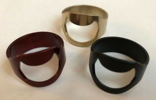 Set Of 3 Black,  Red &gold Stainless Steel Bottle Opener Rings Unisex Size 12