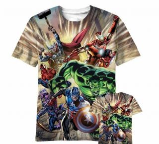 Marvel Comics Defend Avengers & Spidey Two - Sided Sublimation T - Shirt Unworn