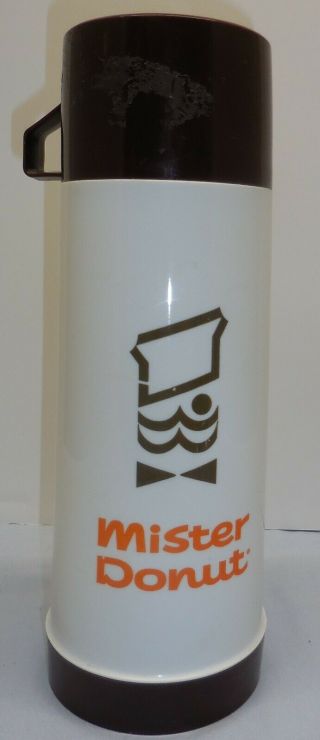 Vintage Thermos Mister Donut Collectible Doughnut Shop Advertising