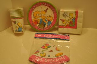 Rare Vintage - The Simpsons 4 Piece " Birthday Party " Set=all Factory