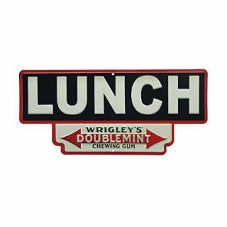 Vintage American Diner Embossed Sign " Lunch " Wrigley 