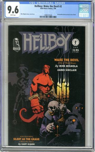 Hellboy: Wake The Devil 2 Cgc 9.  6 Nm,  White Pgs 7/96 Monstermen Back -