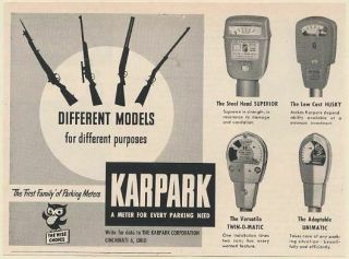 1952 Karpark Parking Meters Superior Husky Twin - O - Matic Unimatic Models Print Ad