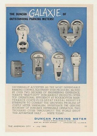 1960 Duncan Parking Meters 6 Models Print Ad