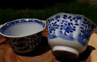 Antique Chinese Qing Dynasty Kangxi Revival Blue And White Porcelain Bowls