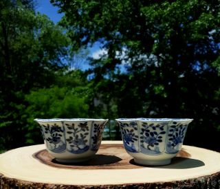 Antique CHINESE Qing Dynasty Kangxi Revival Blue and White Porcelain Bowls 3
