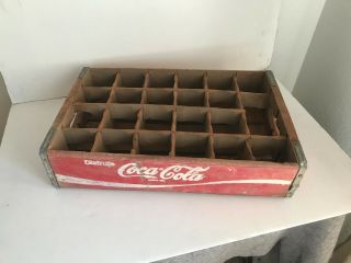 Vtg Wooden Wood Coca - Cola Coke Soda Crate Holds 24 Pack Glass Bottles