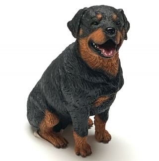 Rottweiler Dog Figurine Statue Hand Painted Resin Living Stone