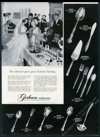 1958 Gorham Sterling Silver Silverware Stardust Celeste 7 Pattern Photo Print Ad