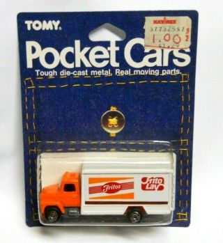 Vintage,  Tomy Pocket Cars - Tomica Ford Fritos Truck - On Card