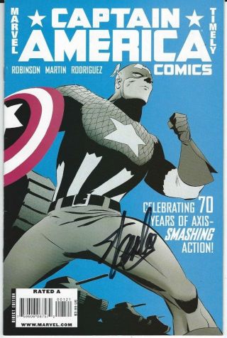 Marvel Captain America Cover By Marcos Martin 70th Ann.  Signed Stan Lee W/