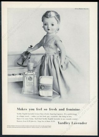 1956 Madame Alexander Doll With Violin Photo Yardley Lavender Vintage Print Ad