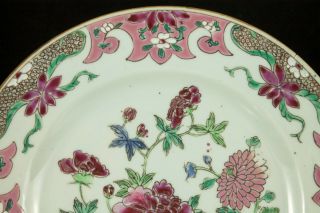 2 Chinese 18th C.  Yongzheng/Qianlong Famille Rose Porcelain Plates w/ Flowers 8