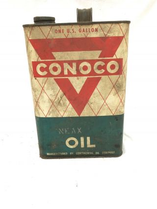 Vintage Conoco 1 Gallon Oil Can Continental Oil Company