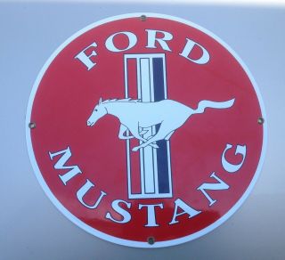 Ford Mustang Ande Rooney Porcelain Enameled Advertising Sign