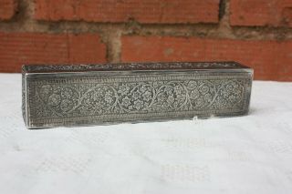 19th Century Indian Kashmiri Solid Silver Box 147 Grams 4