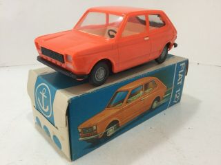 Vintage 162 Rare Fiat 127 Orange Gdr Germany Plastic Toy Anker 1:20 Or 7” Mib