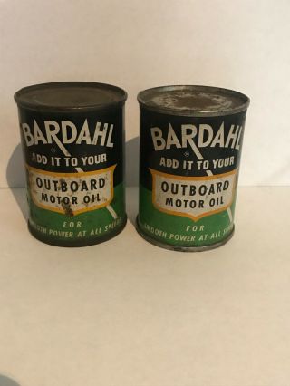 2 Vintage Bardahl Outboard Motor Oil Collectible Cans - 4 Oz - Full