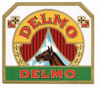 Cigar Box Label Vintage C1920 Embossed Delmo Horse Racing Equestrian Ornate