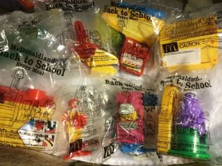 2000 Mcdonald’s Back To School - Complete Set Of 8 Toys - All Mip - Australia