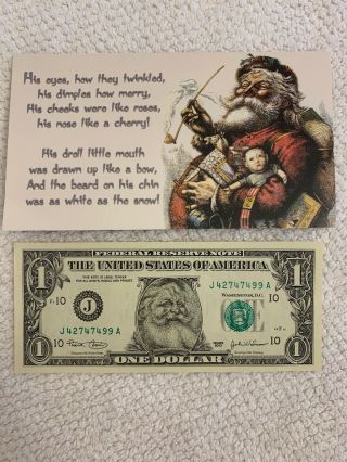 Publix Supermarket Collector’s Santa Claus One Dollar Bill