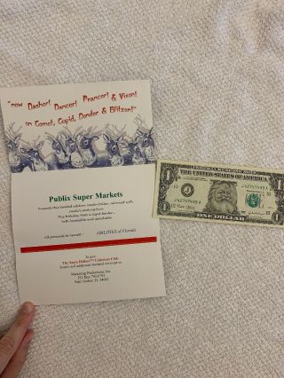 Publix Supermarket Collector’s Santa Claus One Dollar Bill 2