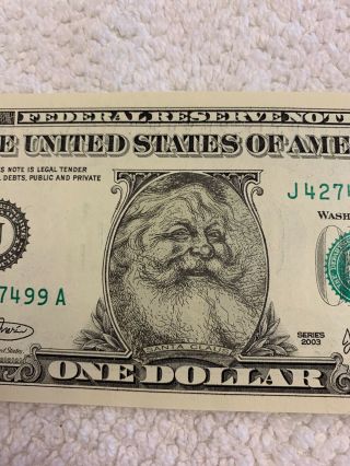 Publix Supermarket Collector’s Santa Claus One Dollar Bill 3