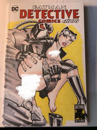 Batman Detective Comics 1000 Sketch Cover Variant Catwoman Bane