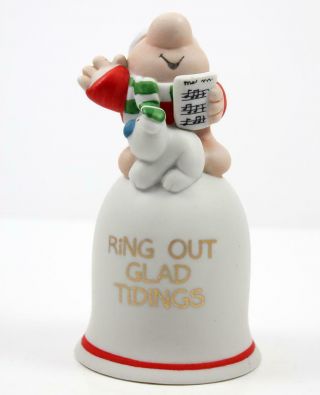 Ziggy & His Dog Fuzz Porcelain " Ring Out Glad Tidings " Christmas Bell