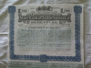 1942 STATE BANK of SOUTH AUSTRALIA 100 POUND DEBENTURE SCRIP No 2 2
