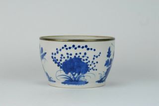 A Very Large Antique Chinese 19th C Porcelain Blue de Hue Lotus Flower Bowl 2