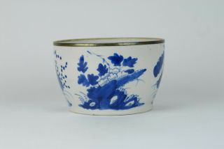 A Very Large Antique Chinese 19th C Porcelain Blue de Hue Lotus Flower Bowl 4