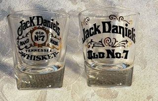 Set of 2 Jack Daniels Shot Glasses Old No.  7 Black and Gold 2