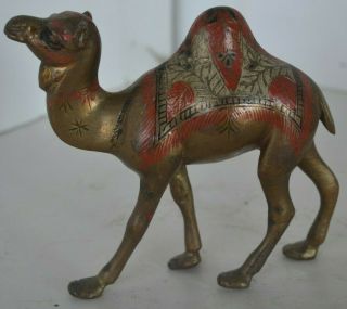 Vintage Brass Enamel Camel Figure