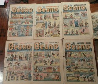 6 Early Beano Comics Issues No 1008,  1009,  1011 - 1014 Nov 11th - Dec 23rd 1961