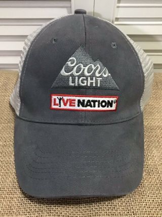 Coors Light Beer Mesh Trucker Hat Cap Live Nation Adjustable Snap Back Gray