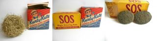 Vtg Nos 50s Kurly Kate Stainless Metal Sponge Dairy Farm Cleaning,  S.  O.  S.  Pads