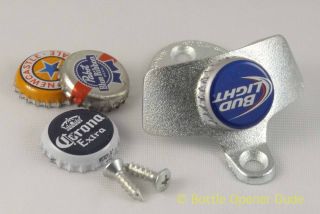BUD LIGHT Budweiser BOTTLE CAP Starr X Wall Mount Stationary Bottle Opener 3