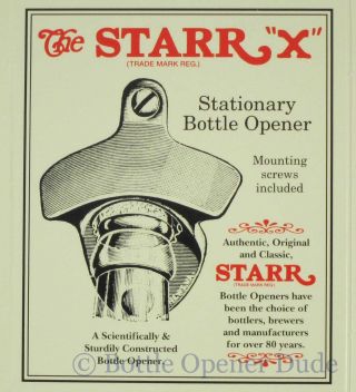 BUD LIGHT Budweiser BOTTLE CAP Starr X Wall Mount Stationary Bottle Opener 5
