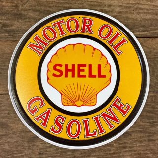 Shell Motor Oil Gasoline Vintage Circular Tin Metal Sign