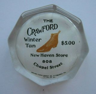 Crawford Shoe $5 Winter Tan Haven Glass Advertising Paperweight Abrams