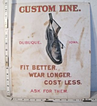 Custom Line Shoes Better Fit Wear Longer Dubuque,  Iowa 1900s Advertising Sign
