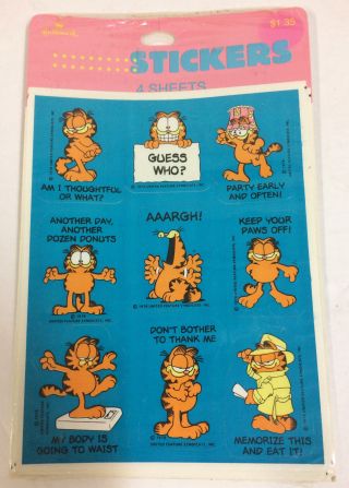 Vintage Garfield The Cat Stickers Hallmark 4 Sheets 1978