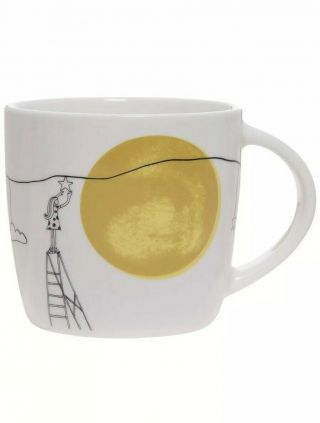 Starbucks - Ceramic Coffee Tea Mug Cup - White & Yellow Sun - Large Handle 14 Oz