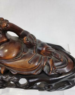 Antique Chinese Wooden Carving of Liuhai & Jinchan 5