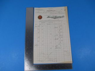 Antique 1916 Harvard Brewing Invoice Letterhead Lowell Ma Beer Brewery M1128